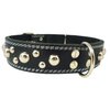 Genuine 1.6" Wide Thick Leather Studded Dog Collar Black. Fits 19"-23" Neck, Rottweiler, Pit Bull.