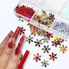 Snowflakes Nail Glitter Sequins 3D Holographic Christmas Nail Flakes Laser Gold Red Snowflakes Nail Sticker Decals for Women DIY Acrylic Nails Decorations Craft 6 Grids
