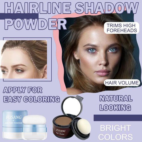 Fusang 2PCS Dry Shampoo Powder & Hairline Powder Set,Mattifying Refreshing Dry Shampoo Hairline Cover Up Powder for Women,Travel Size Root Touch Up Powder(Dark Brown)