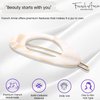 French Amie Oval Small 2 1/4” Celluloid Acetate Side Slide In Strong Hold Hair Clip Barrettes with Tige Boule Clasp for Girls and Women, Made in France (Ivory)