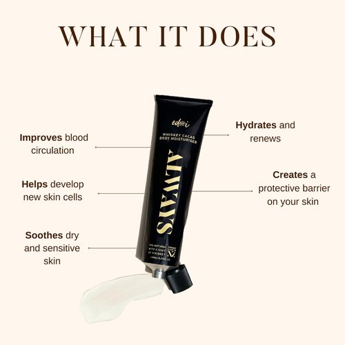 edandi ALWAYS Whiskey Cacao Buttery Body Moisturizer with Vitamin E, Nourishing Lotion for Dry Skin and Luminous Glow, 5.07 oz