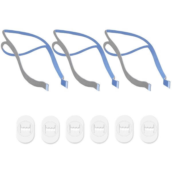 Replacement Headgear Compatible with P10 Nasal Pillow Mask Straps Included 3 Super Elastic Straps and 6 Adjustment Clips(3 Pack)