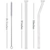ALINK Glass Smoothie Straws, 10" x 10 mm Long Reusable Clear Drinking Straws, Pack of 8 with 2 Cleaning Brush,