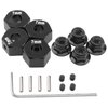 Vgoohobby Metal 12mm Hex Wheel Hubs 7mm Thick Drive Adapters with Flanged Lock Nuts Compatible with Traxxas 1/10 4WD Rustler Slash Stampede RC Car，Replace Part 1654 (Black)