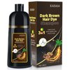 Dark Brown Hair Dye Shampoo, Hair Color Shampoo 3 in 1, Semi-Permanent Gray Hair Coverage for Woman & Man, Mild Formula, Lasts 30 Days(16.90 oz)