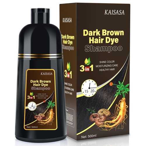 Dark Brown Hair Dye Shampoo, Hair Color Shampoo 3 in 1, Semi-Permanent Gray Hair Coverage for Woman & Man, Mild Formula, Lasts 30 Days(16.90 oz)