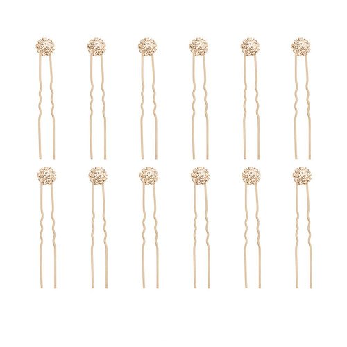 Ammei Headpiece Crystal Bridal Hair Pins Clips Wedding Hair Accessories Hair Set Jewelry With Rhinestone For Brides and Bridesmaids Set Of 12 (Gold)