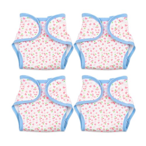 Medylove Reborn Doll Accessories 4 Pieces Pink Heart Print Diapers for 17-22 inch Reborn Baby Doll Cloth Diapers Reusable Underwear