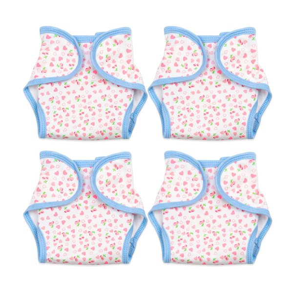 Medylove Reborn Doll Accessories 4 Pieces Pink Heart Print Diapers for 17-22 inch Reborn Baby Doll Cloth Diapers Reusable Underwear