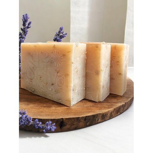 DE SELVA Lavender Goat Milk Soap with oats. Pack of 3. Calming & Moisturizing Bar for Face & Body. Made in USA