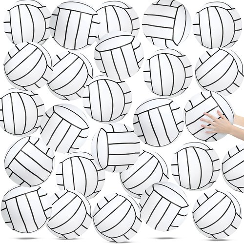 Wettarn 24 Pieces Inflatable Volleyball Beach Ball 12 Inches Volleyball Party Favors White Swimming Pool Party Ball Volleyball Beach Game Toys for Beach Pool Sports Game Party Supplies