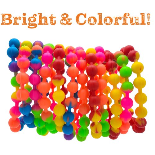 Zugar Land Colorful Rainbow Stretchy Rubber Bracelets (12 Pack) 8&quot; Great Kids and Adults. Perfect...