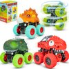 Beestech Dinosaur Toys for 2 3 4 5 Year Old Boys, Push & Pull Friction Powered Dinosaur Monster Truck Vehicles for Toddlers Preschoolers Birthday Gifts