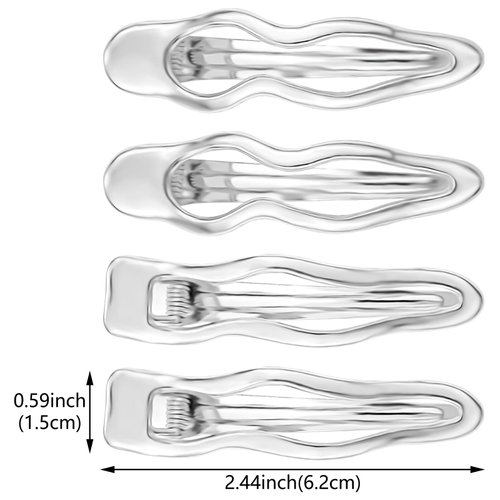 10 Pcs Silver Metal Wave Hair Clips Y2K Hair Barrettes Vintage Alligator Hair Clips Small Bangs Hair Pins Duck Bill Accessories for Thick Thin Hair Women Girls