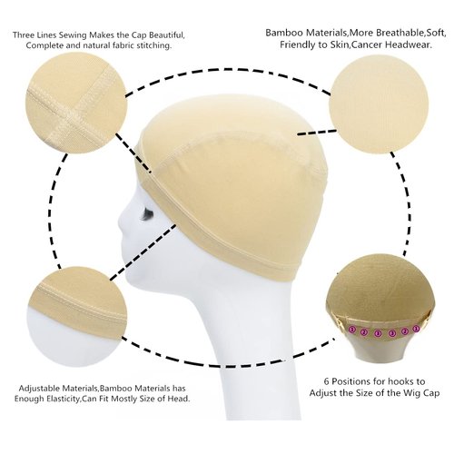 Kinglovestar Bamboo Wigs Cap for Women Bald Cap Soft Breathable Wigs Grip Cap Elastic Wig Cap for Wigs Even Cancer Chemotherapy Patients (Brown)