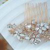 Crystal Wedding Flower Hair Comb Silver Bridal Side Hair Combs Rhinestone Leaf Headpiece Handmade Diamond Hairpiece Bride Hair Accessories for Women (Gold)