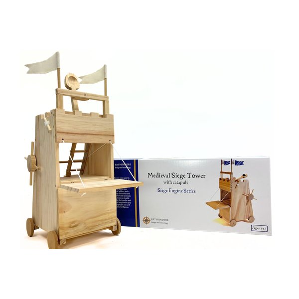 PATHFINDERS Stem Kit Medieval Siege Tower with Catapult Engineering kit Educational Toys for Kids Science kit for Kids Age 12-14 stem Projects Physics Toys Wood Building Kits