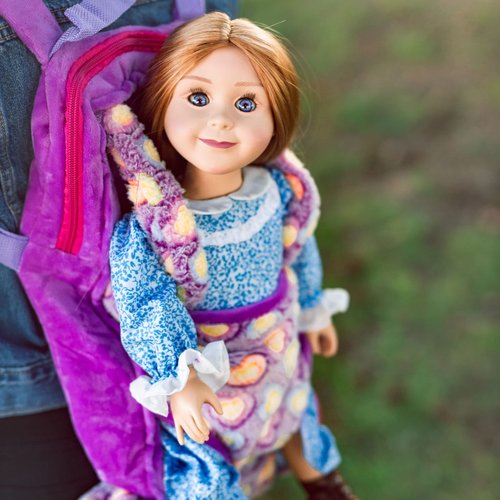 THE QUEEN'S TREASURES Doll Accessory,Purple Baby Doll Backpack Carrier and Doll Sleeping Bag, Compatible for use with 15 and 18 Inch American Girl Dolls. Doll NOT Included