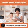 NorbSMILE Full-Spectrum “Sunlike” Premium A19 LED Light Bulb. Boosts Energy, Mood & Performance. Supports Circadian Rhythm. Near-Perfect Color Rendering. Patented Technology US Based (4-Pack)