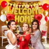Welcome Home Decorations Red Gold,Welcome Home Foil Balloon Banner with Red Heart Balloons Pennant Flag Bunting for Baby Shower Home Family Party Supplies
