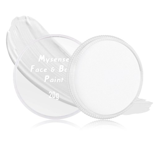 Mysense Clown White Face Body Paint Makeup,Water Activated Painting for Adults Children Skeleton Skull Day of the Dead Cosplay SFX Costumes for Festivals Halloween,20g