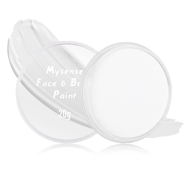 Mysense Clown White Face Body Paint Makeup,Water Activated Painting for Adults Children Skeleton Skull Day of the Dead Cosplay SFX Costumes for Festivals Halloween,20g