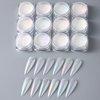 12 Box White Pearl Chrome Nail Powder Aurora Mermaid Iridescent Powder Holographic Mirror Effect Chrome Nail Glitter for Women Girls Nail Art Supplies Manicure Decorations…