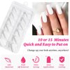 Lifextol 120pc Square Press on Nails Medium Long Ballerina Fake Nail Full Cover Artificia Acrylic False Nail Art Square Fingernails for Beginner Women and Girls Manicure(White）