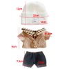 niannyyhouse 7.8in/20cm Plush Doll Clothes Hat Button Sweater Denim Flanging Jeans Doll Dressup (White+Brown)