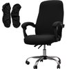 Melaluxe Office Chair Cover with Armrest Covers， Universal Stretch Desk Chair Cover, Computer Chair Slipcovers (Size: L) - Black