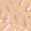 24 Pcs Long Press on Nails White French Tips Fake Nails Butterfly Rhinestone Full Cover Nails Tips Coffin False Nails with Charms Nail Decorations Glitter Acrylic Nails Glue on Nails for Women Girls