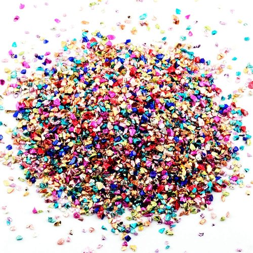 Crushed Glass Irregular Metallic Chips Sprinkles Chunky Glitter Multicolor 100g 2-4mm for Nail Arts Craft DIY Vase Filler Epoxy Resin Mold Scrapbooking Jewelry Making Decoration (Multicolor, 2-4mm)