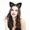 XXFBJNMD Black Lace Cat Ears Headband Black Polka Dot Cat Ears Hairband Women's Fashion Hairband Halloween Costume Accessories for Girls and Ladies(Bow Lace)