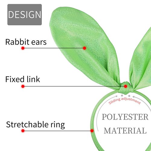 Doneace Easter Bunny Ears Headband Glittery Rabbit Ears Hairband for Girls Kids Green Bunny Costume Cosplay Accessories for Women Easter Party Supplies Birthday Decoration 1PCS