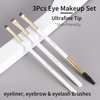 ENZO KEN Flat Angled Eyebrow Brush & Fine Angled Eyeliner Brush & Eyelash Brush Set, Fine Angled Brow Brush, Flat Eyebrow Brush, Eyeliner Brush, Winged Eyeliner Brush Angled. (163-3P)