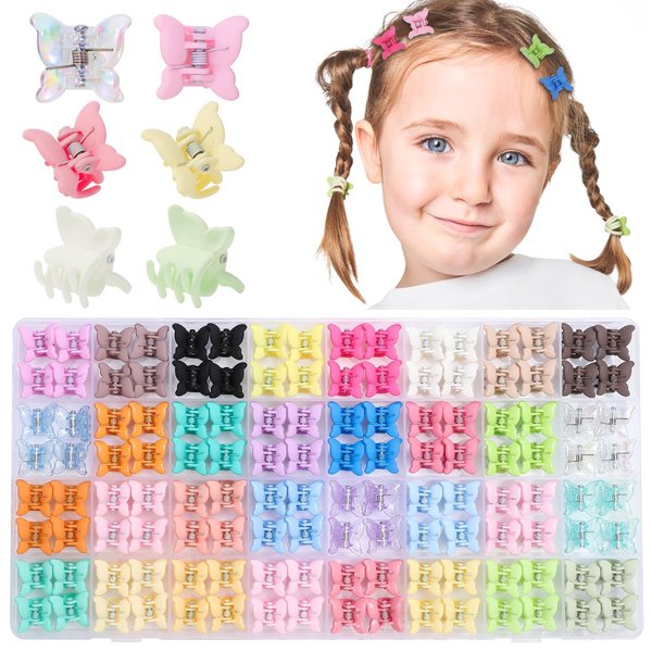 128 Pack Small Butterfly Hair Clips, 32 Colors Mini Claw Clips Hair Accessories for Toddler Baby Girls Women, Cute Hair Clips with Box Back to School Gift Halloween Christmas Gift