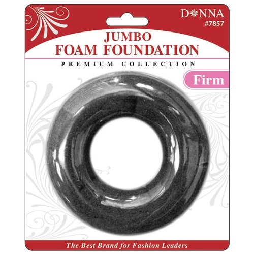 DONNA Round Firm Foam Foundation, Donut Hair Bun Maker, Ring Style Bun Maker Jumbo Size
