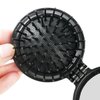 2 Pieces Folding Travel Mirror Hair Brushes, Pocket Hair Comb, Hair Brush with Mirror, Round Mini Hair Brush for Women and Girls (Black)