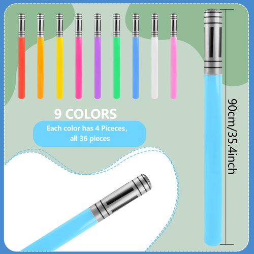 Cotiny 36 Pieces Inflatable Lightsabers Sword Toy Weapons Light Saber for Kids Teens Star Theme Party Supplies, 9 Colors