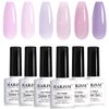 RARJSM Nude Gel Nail Polish Purple Glitter 6pcs Set 7.5ml Jelly Shimmery Sheer Violet Nail Gel Polish Iridescent Sparkly Light Purple Pink Translucent Natural Skin Tone Color Soak off UV LED Cured