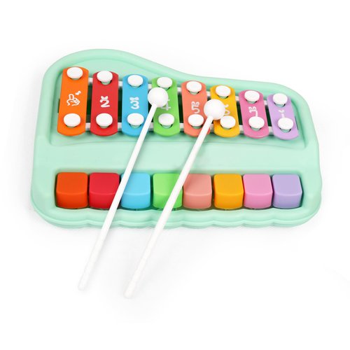 Conomus Baby Piano Xylophone for Toddlers 2-3, 2 in 1 Baby Piano Xylophone Musical Instrument with 8 Multicolored Key Scales Keyboard for Kids(Green)