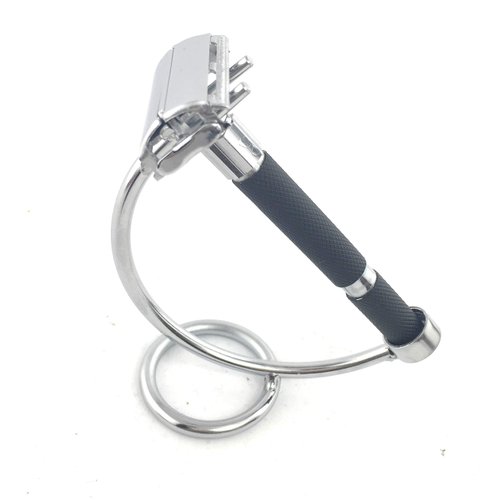 G.B.S Razor Safety Curved Stainless Steel Stand Base and Polished Steel to Protect and Dry Razor, Straight Razor