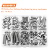 HELIFOUNER 147 Pieces M6 x 8mm /10mm /12mm /16mm /20mm /25mm /30mm, Button Head Socket Cap Screws Bolts Washers Nuts Kit, 304 Stainless Steel