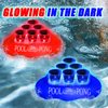 mishunyus 20 Pcs Glow Pool Pong Games,Light Up Floating Pool Games,Pool Party Games for Daytime/Nighttime,2 Inflatable Pong Rack(Red & Blue),12 Glow Cups, 6 Glowing Balls