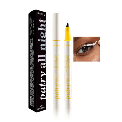MIESCHER Liquid Eyeliner Pen, Waterproof Eyeliner Long-lasting Eyeliner, Matte Eyeliner Smudge-Proof Easy To Use, White Black Dark Brown Silver Colorful Eyeliner Smooth Eye Makeup for Women, 03 White