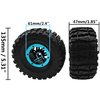 HIRCQOO 2.2" Rubber Tires Inflatable OD135mm & 12mm Hex Hub Plastic Beadlock Wheel Rims Compatible with Axial SCX10 Tamiya CC01 TF2 Traxxas 1/10 RC Monster Truck Crawler (Blue)