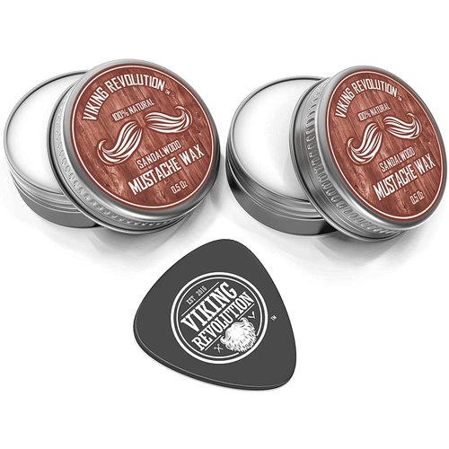 Viking Revolution Mustache Wax 2 Pack - Beard & Moustache Wax for Men - Strong Hold Helps Train Tame & Style (Sandalwood, 2 pack)
