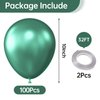 KALOR 10 Inch Metallic Green Balloons, 100 Pcs Latex Helium Metallic Balloons for Kid's Birthday Party Baby Shower Wedding Graduation Graduation Party Decorations