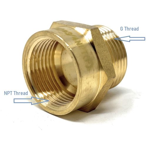G Thread (Metric BSPP) Male to NPT Thread Female Pipe Fitting Adapter - Lead-Free Adapter (3/4 inch)
