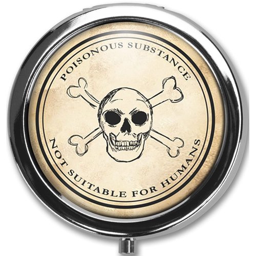 Pill Box Case Pillbox Holder Trinket Stash Box Arsenic Vintage Style Medicine Vitamin Pill Organizer Case (Poisonous)